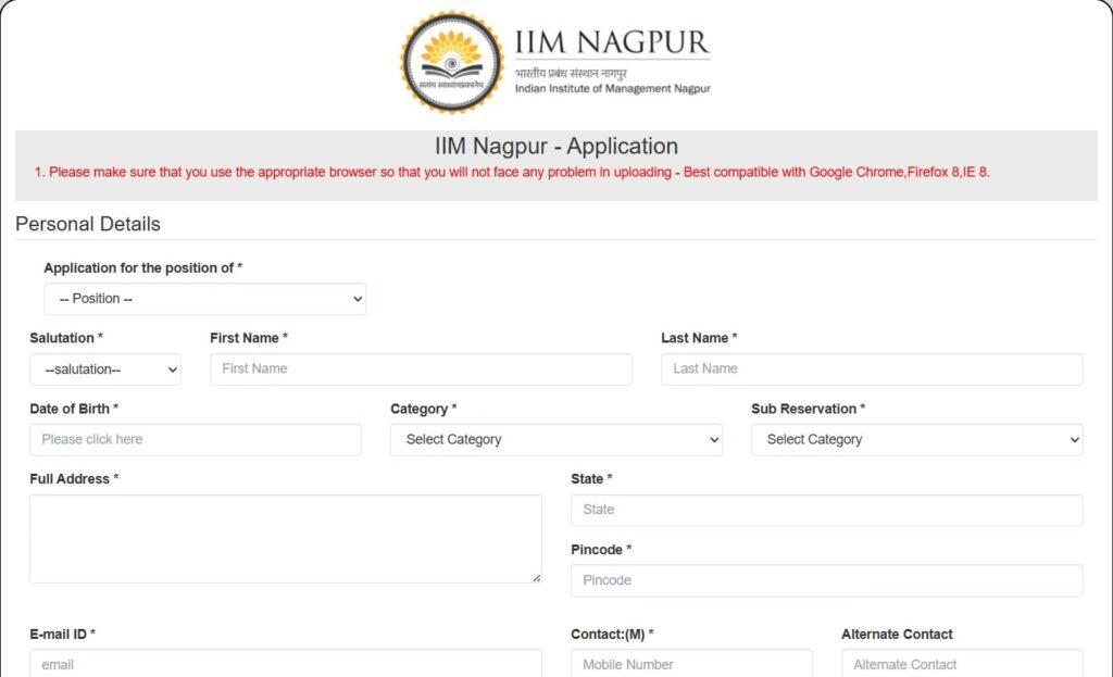 IIM Nagpur Appointment 2025 Apply Online Last Date-2nd April for the Post- Officer/Assistant Officer – Communication & Media 6 IIM NAGPUR APPLICATION FORM min