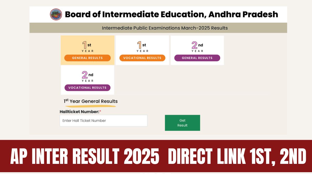 AP Inter Result 2025 (Direct Link): 1st, 2nd