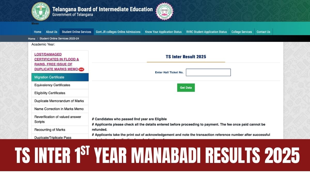 TS Inter Results 2025: Manabadi 1st Year Result @tsbie.cgg.gov.in [Direct Link], Check Topper List [District-wise]