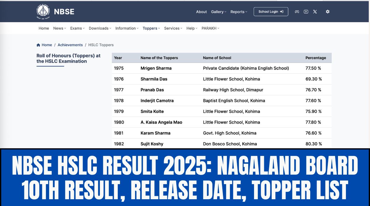 NBSE HSLC Result 2025: Nagaland Board 10th Result, Release Date, Topper List